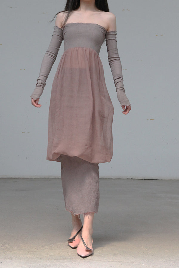 marc le bihan strapless tube top dress 21944-E21 BOIS DE ROSE wood rose